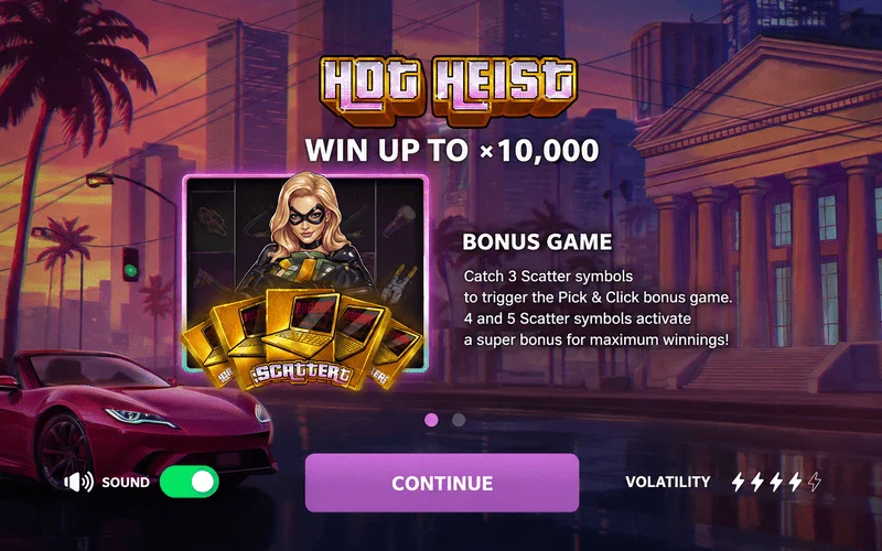 Hot Heist - game launch screen