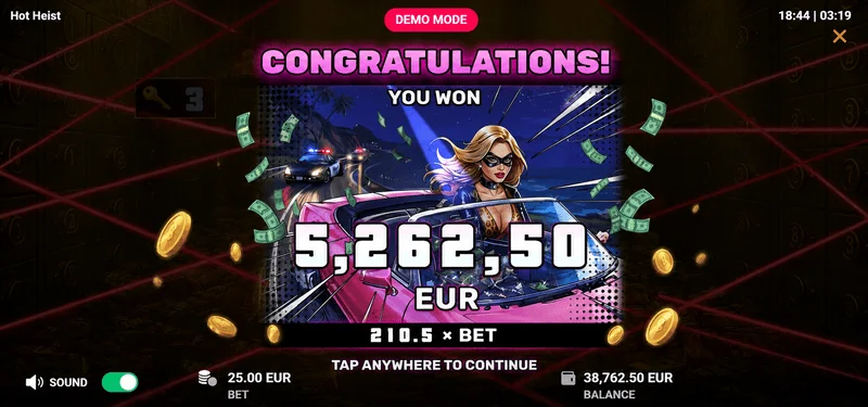 Hot Heist - total win for a spin